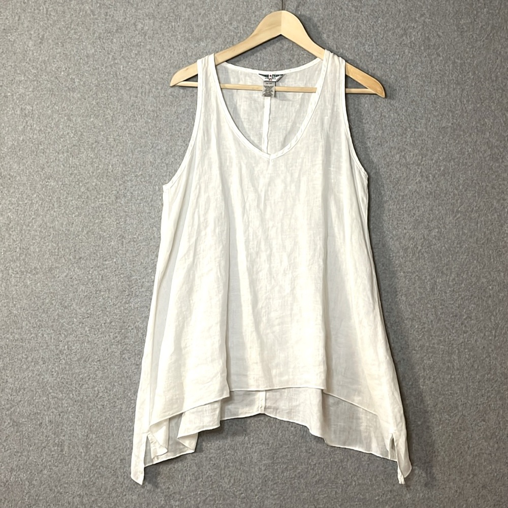Hard Tail White Linen Sleeveless Tent Dress Size XS V neck
